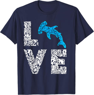 Sphyrna Hammerhead Shark Love Ocean Sea Life Fish T-Shirt - T-Shirt | Navy