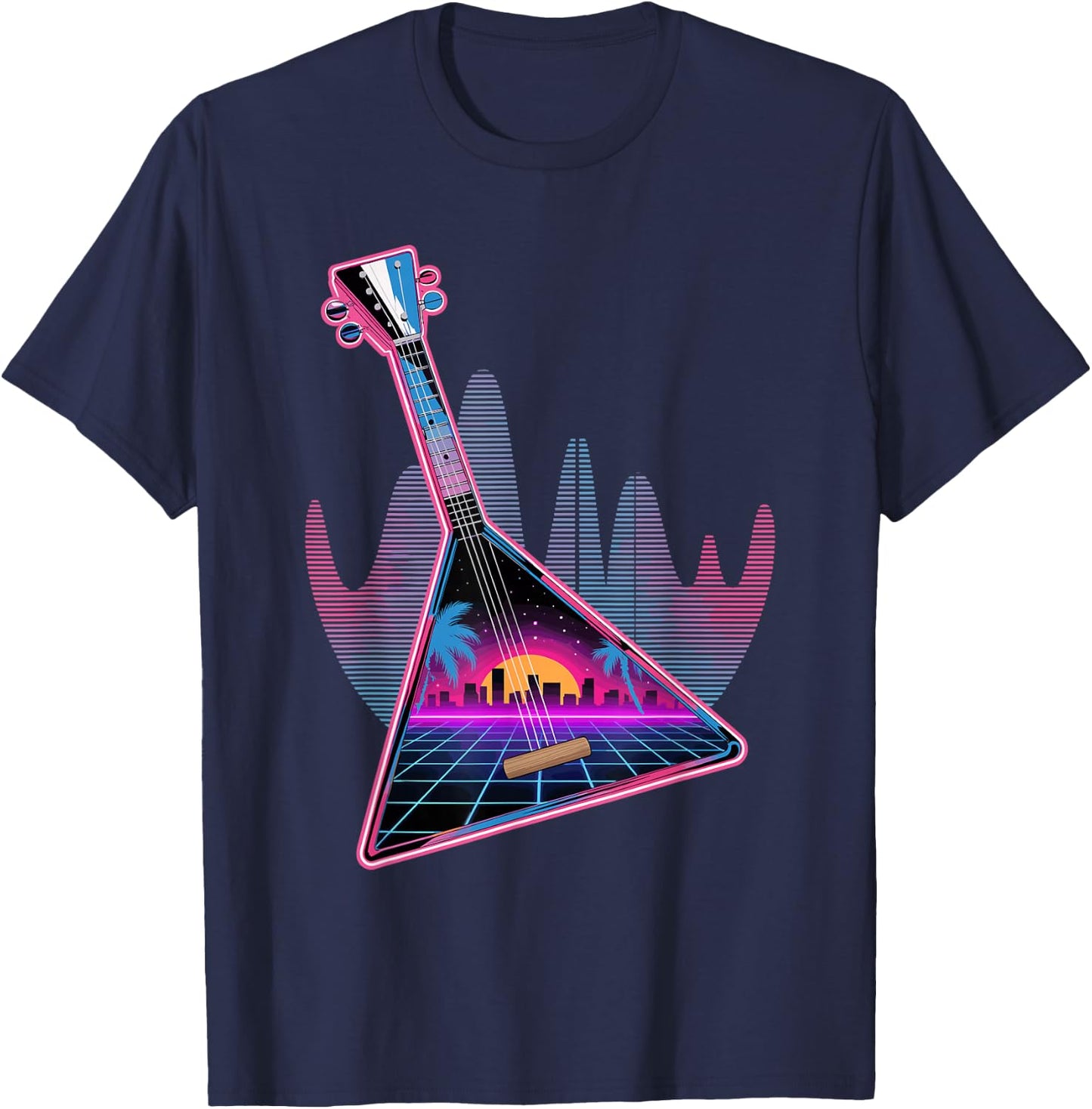 Retro Synthwave Balalaika T-Shirt - T-Shirt | Navy