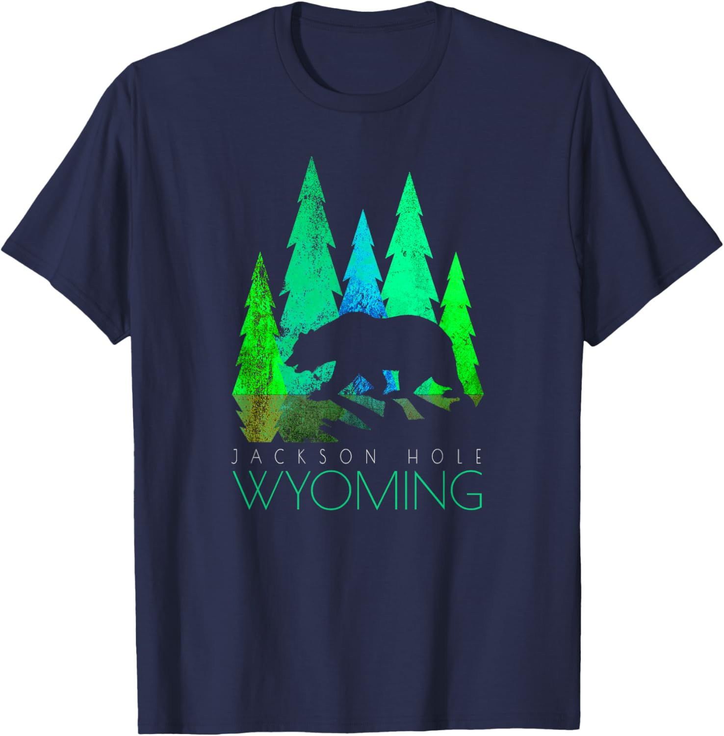 Jackson Hole - Wyoming - Bear and Trees - Jackson Hole T-Shirt - T-Shirt | Navy