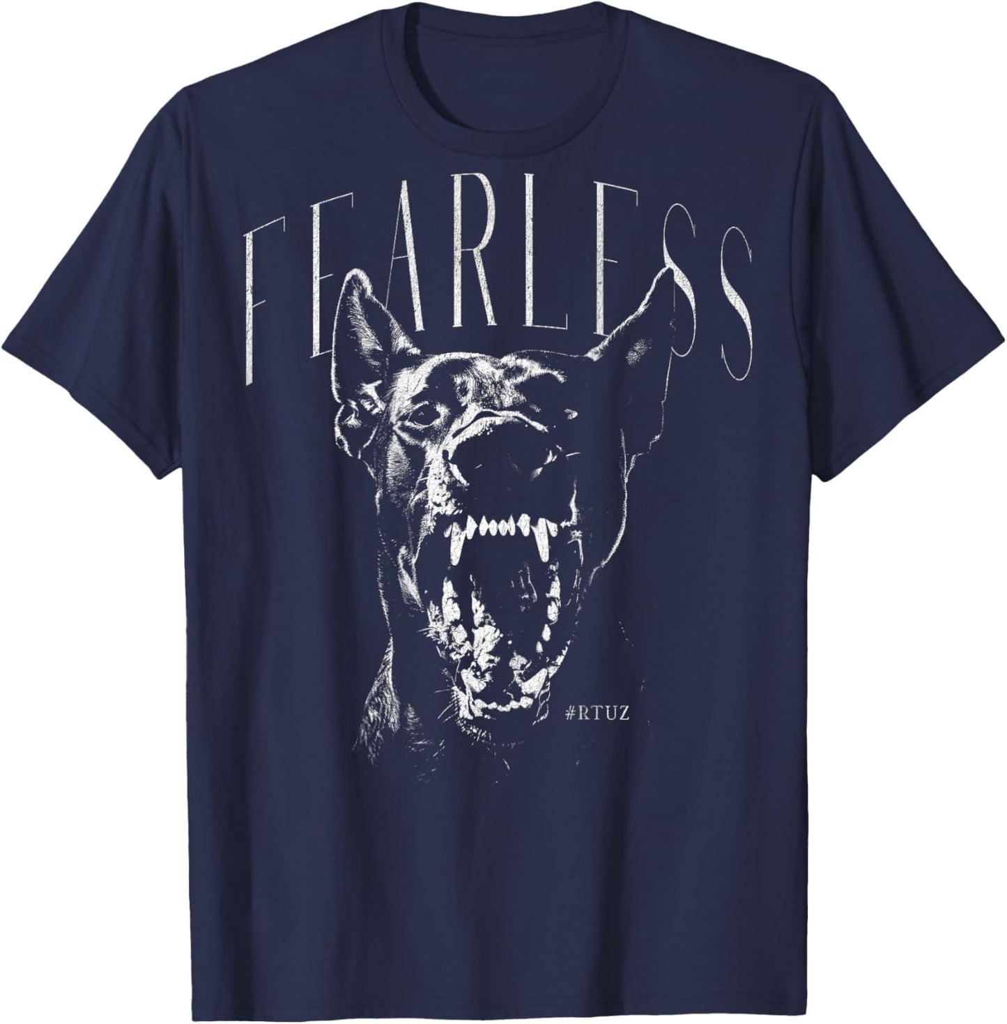 Backprint Streetwear Fashion Women's Men's Dog Doberman T-Shirt - T-Shirt | Navy