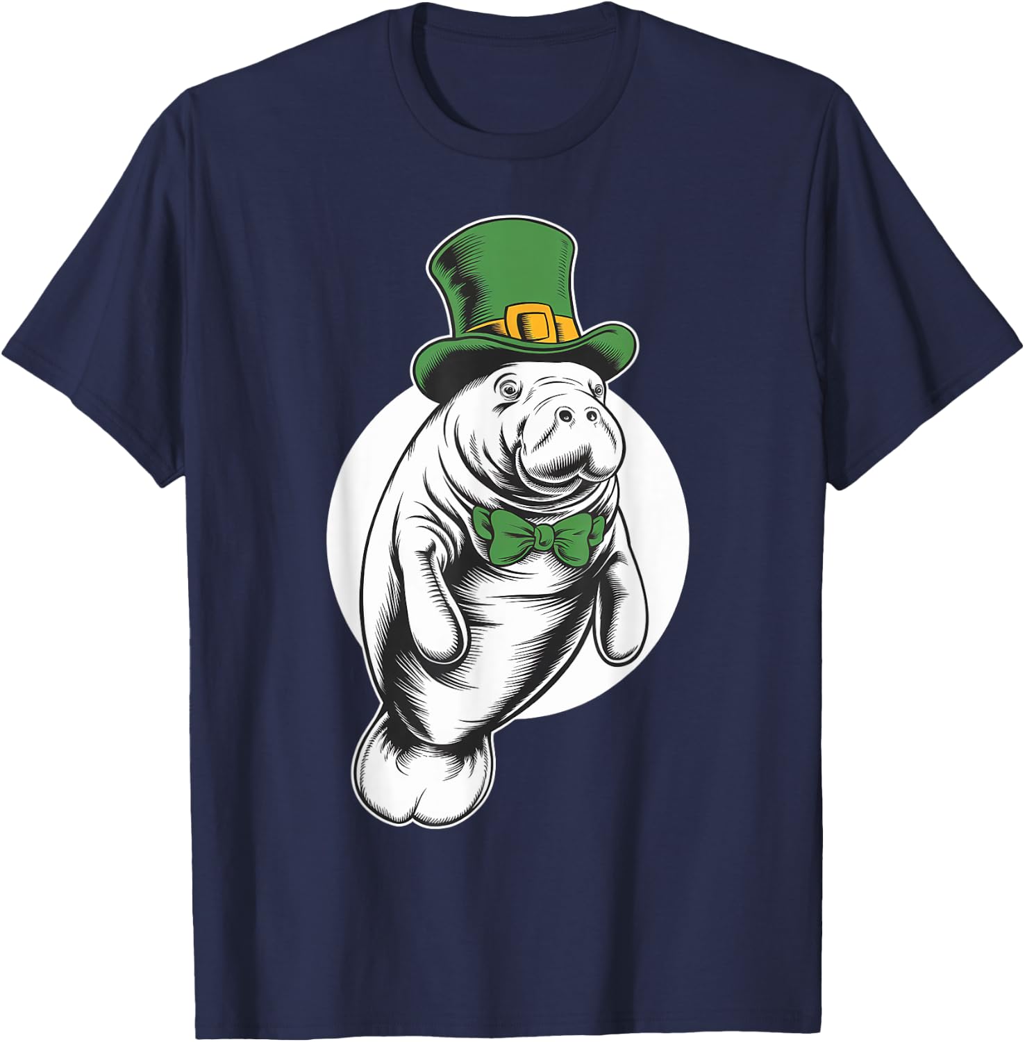Green Manatee shamrock on St Patricks Day Manatee T-Shirt - T-Shirt | Navy