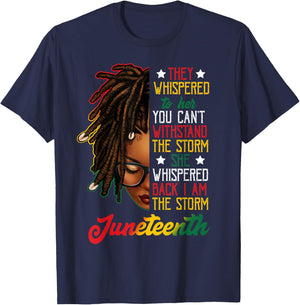 Juneteenth Black Women Dreadlocks Loc'd Hair Messy Bun T-Shirt - T-Shirt | Navy