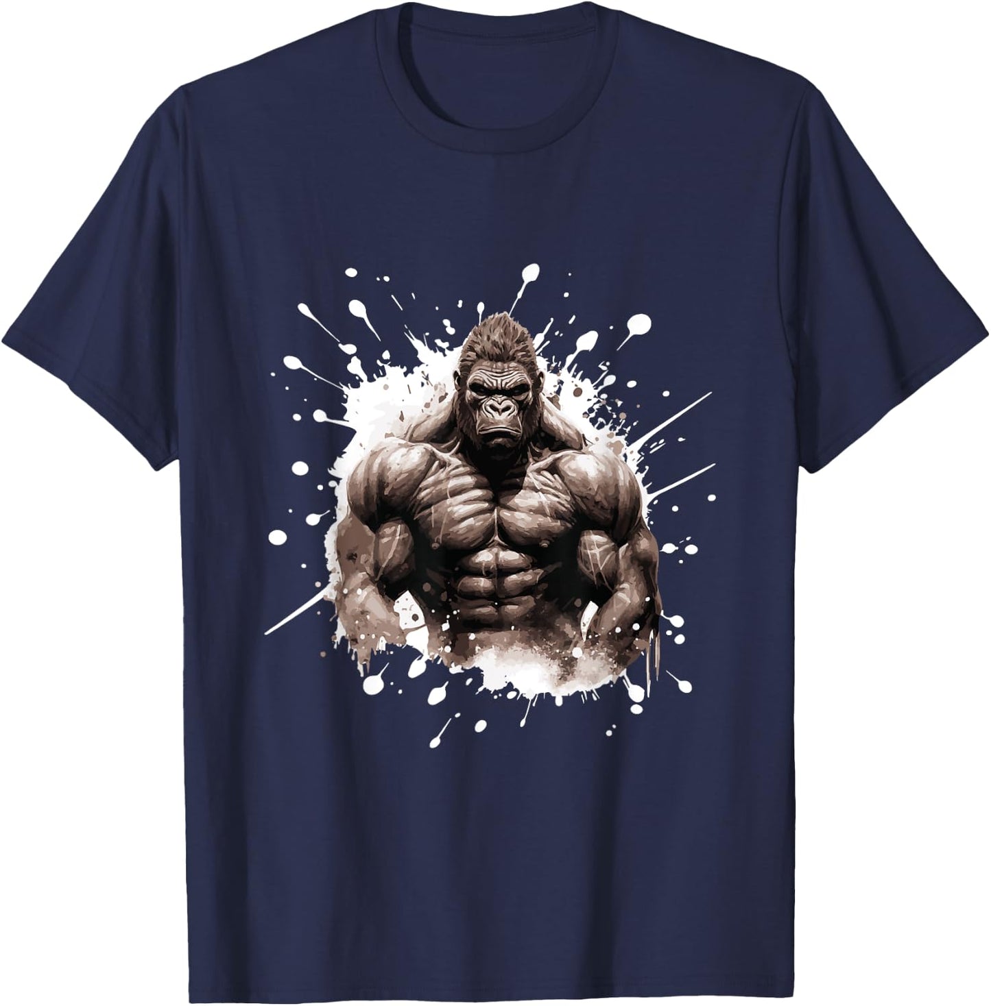 Gorilla with Muscles | Workout Gym Bodybuilding T-Shirt - T-Shirt | Navy