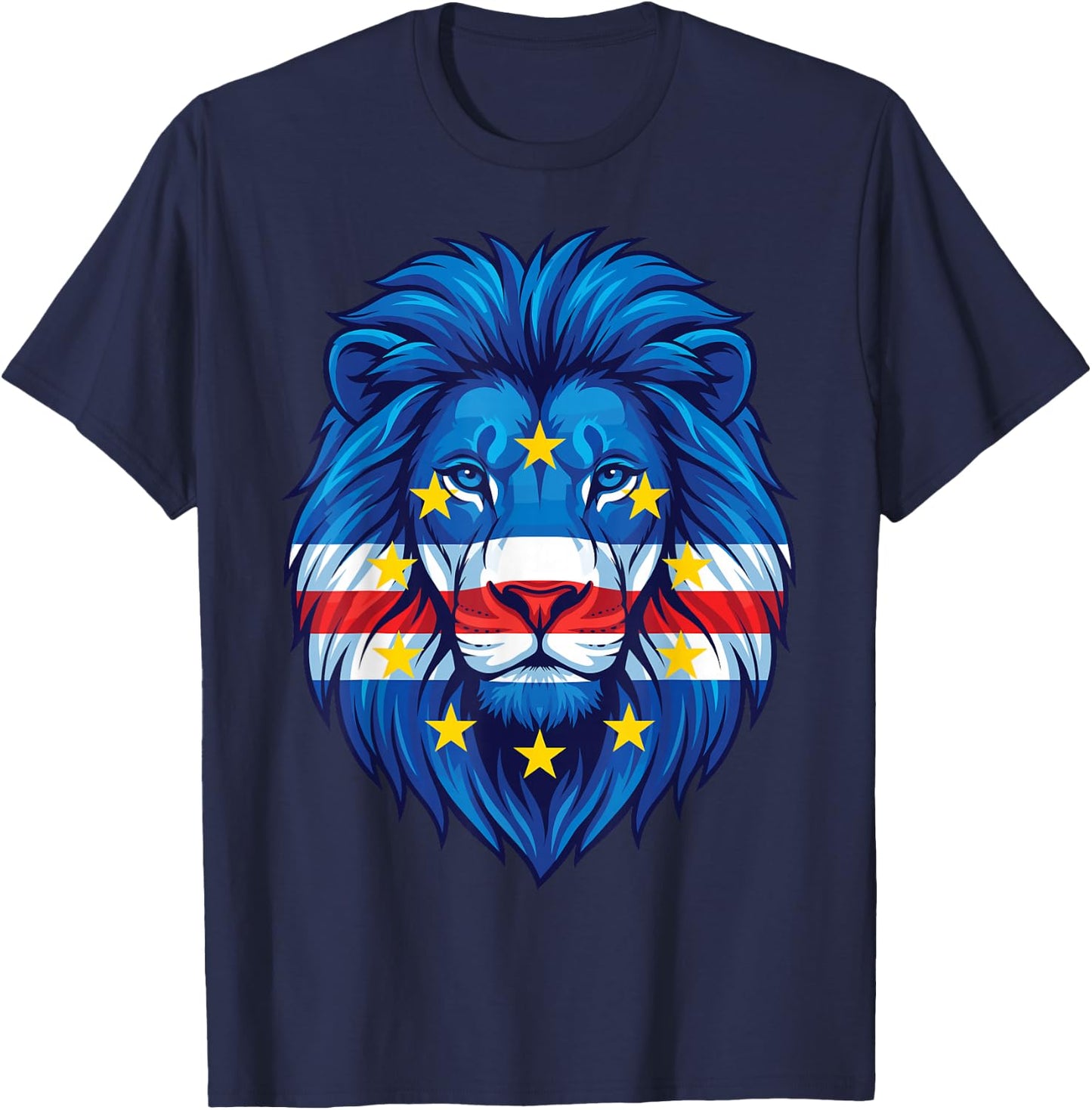 Cape Verde Flag Lion, Cape Verdean Flag, Cabo Verde T-Shirt - T-Shirt | Navy