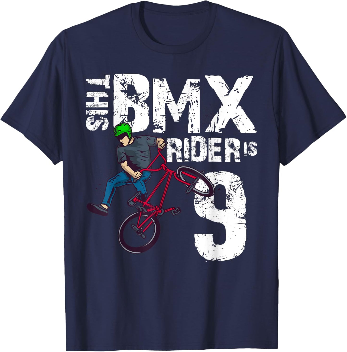 Dieser BMX-Fahrer ist 9 Jahre alt, passender Geburtstags-Fahrradliebhaber T-Shirt - T-Shirt | Navy