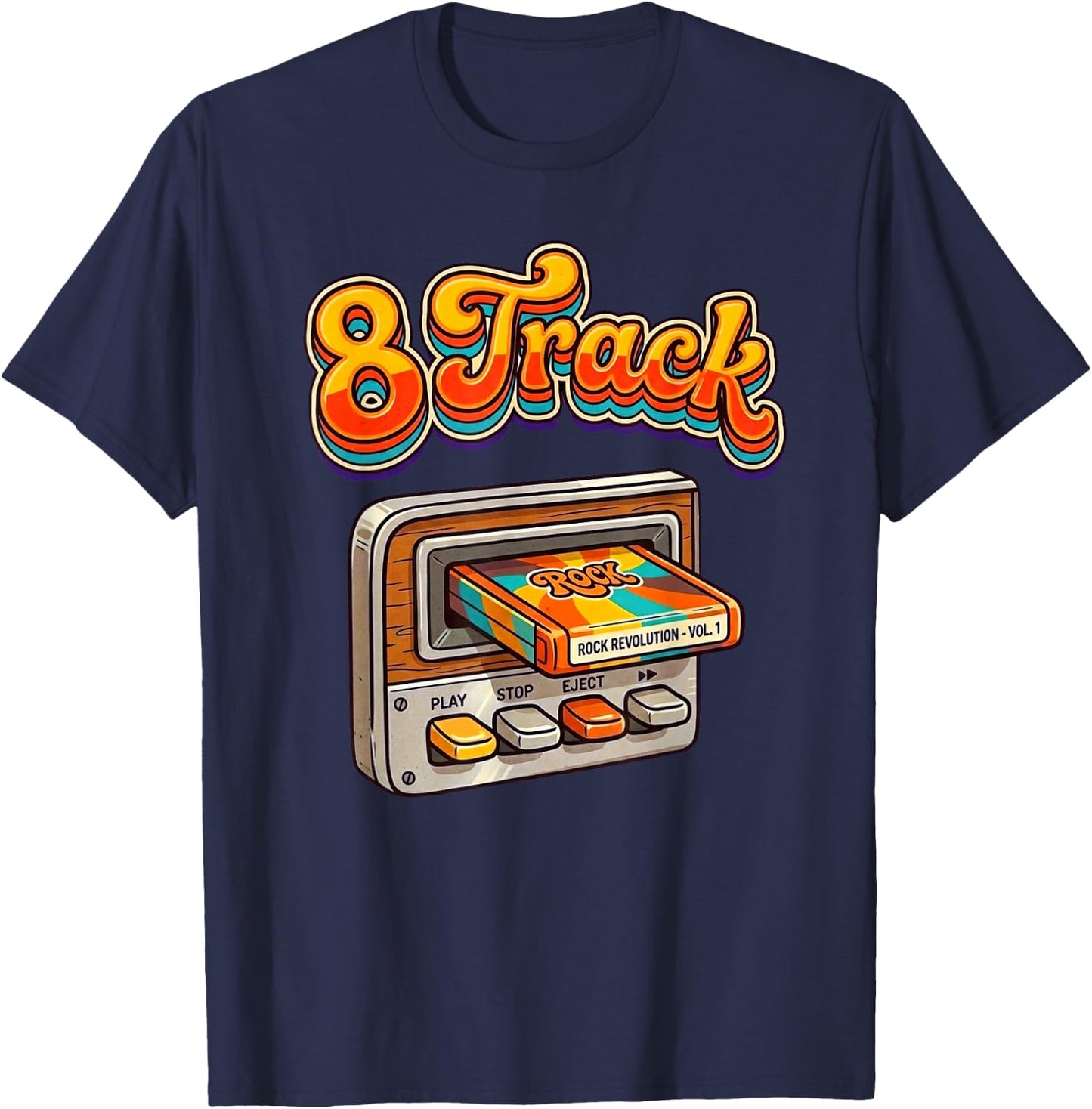 70s 8-Track Retro Vintage T-Shirt - T-Shirt | Navy
