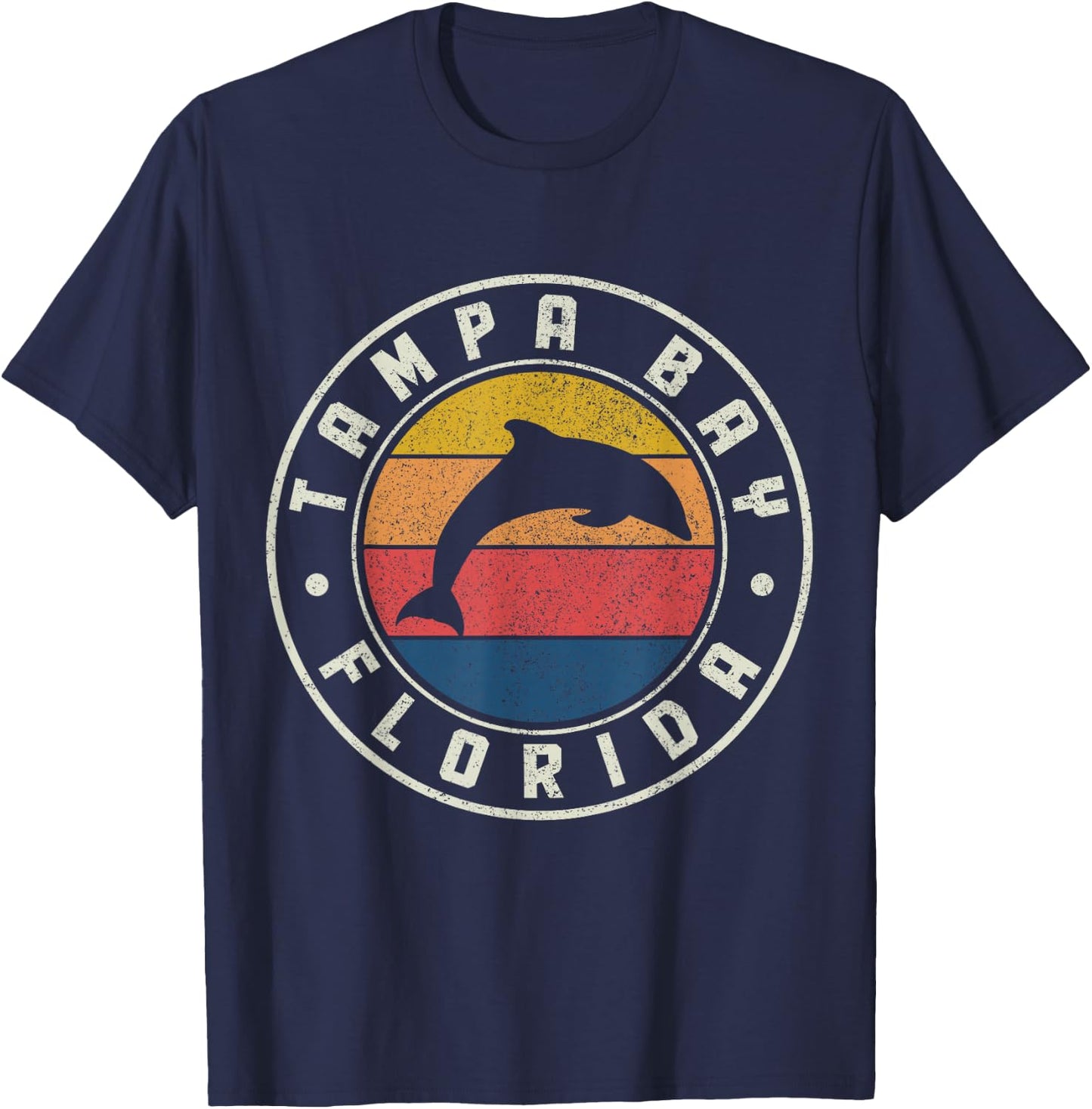 Tampa Bay Florida Dolphin Surfer Souvenir Vintage T-Shirt - T-Shirt | Navy
