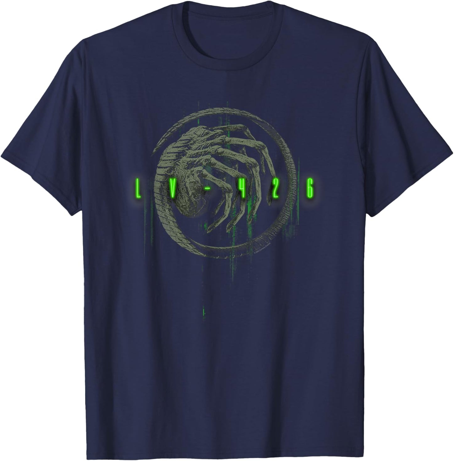 Aliens Lv-Fourtwentysix Iconic Facehugger Neon Chest Poster T-Shirt - T-Shirt | Navy