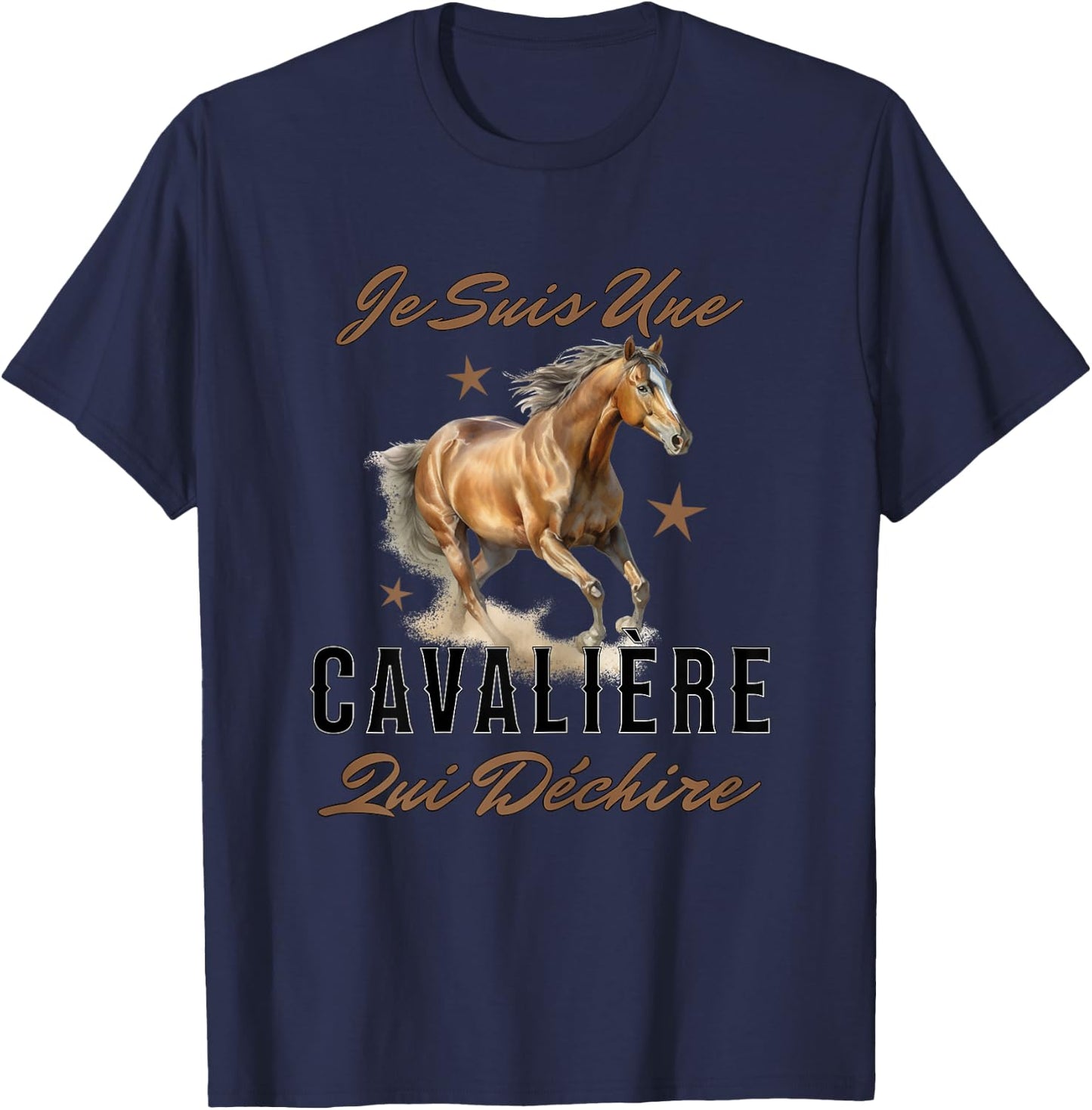 Girl Riding Horse Je Suis Une Rider Qui Déchire , white, S T-Shirt - T-Shirt | Navy