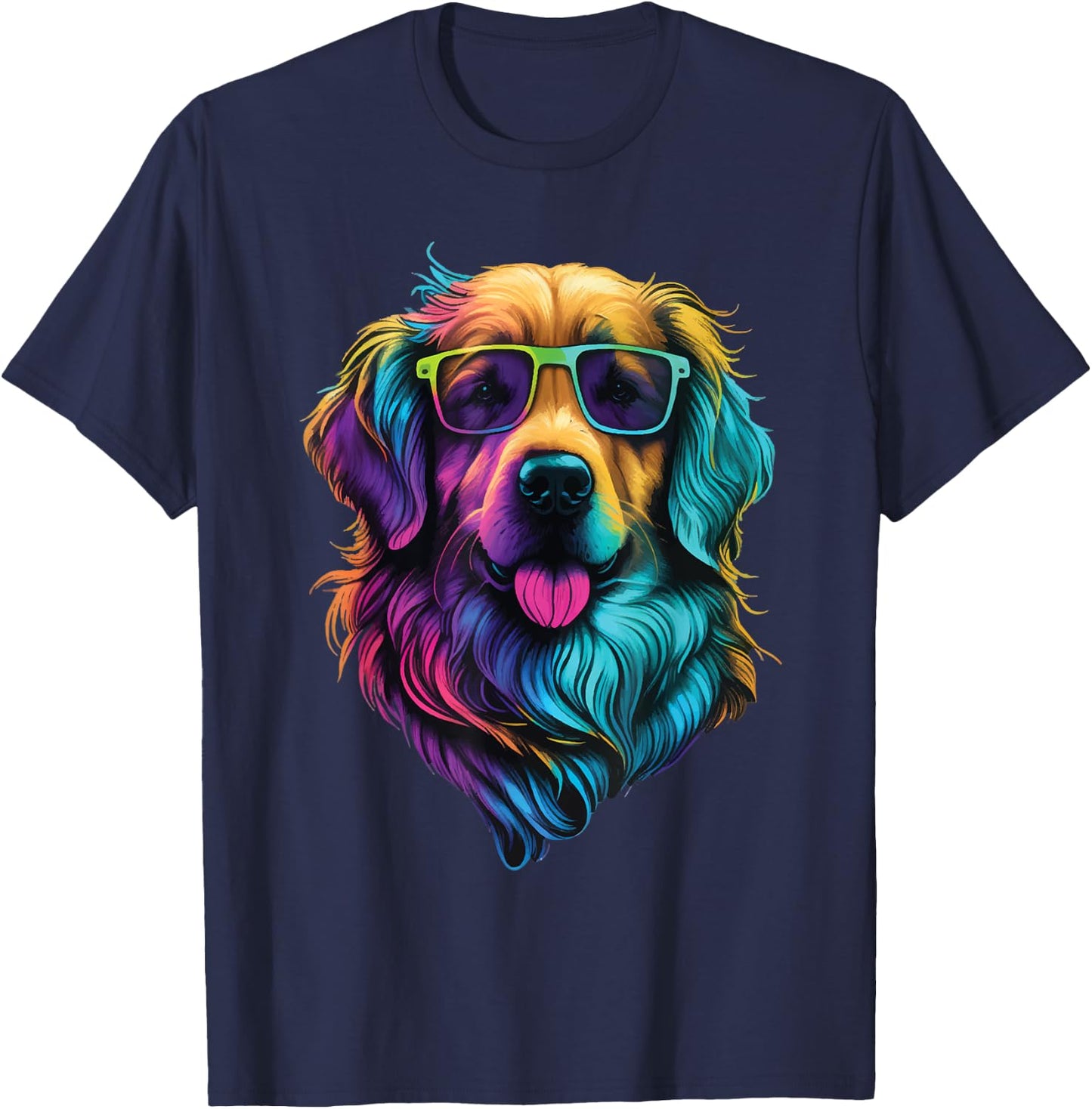 Colorful Golden Retriever Art - Dog Owner Canine Lover T-Shirt - T-Shirt | Navy