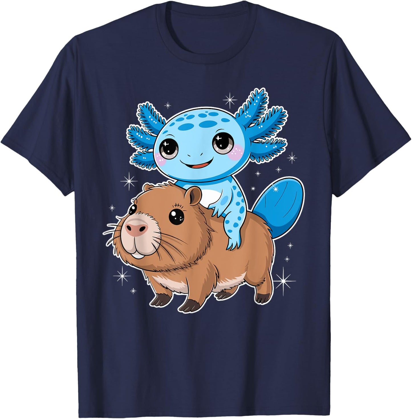 Capybara Kawaii Animal Axolotl Capybara T-Shirt - T-Shirt | Navy