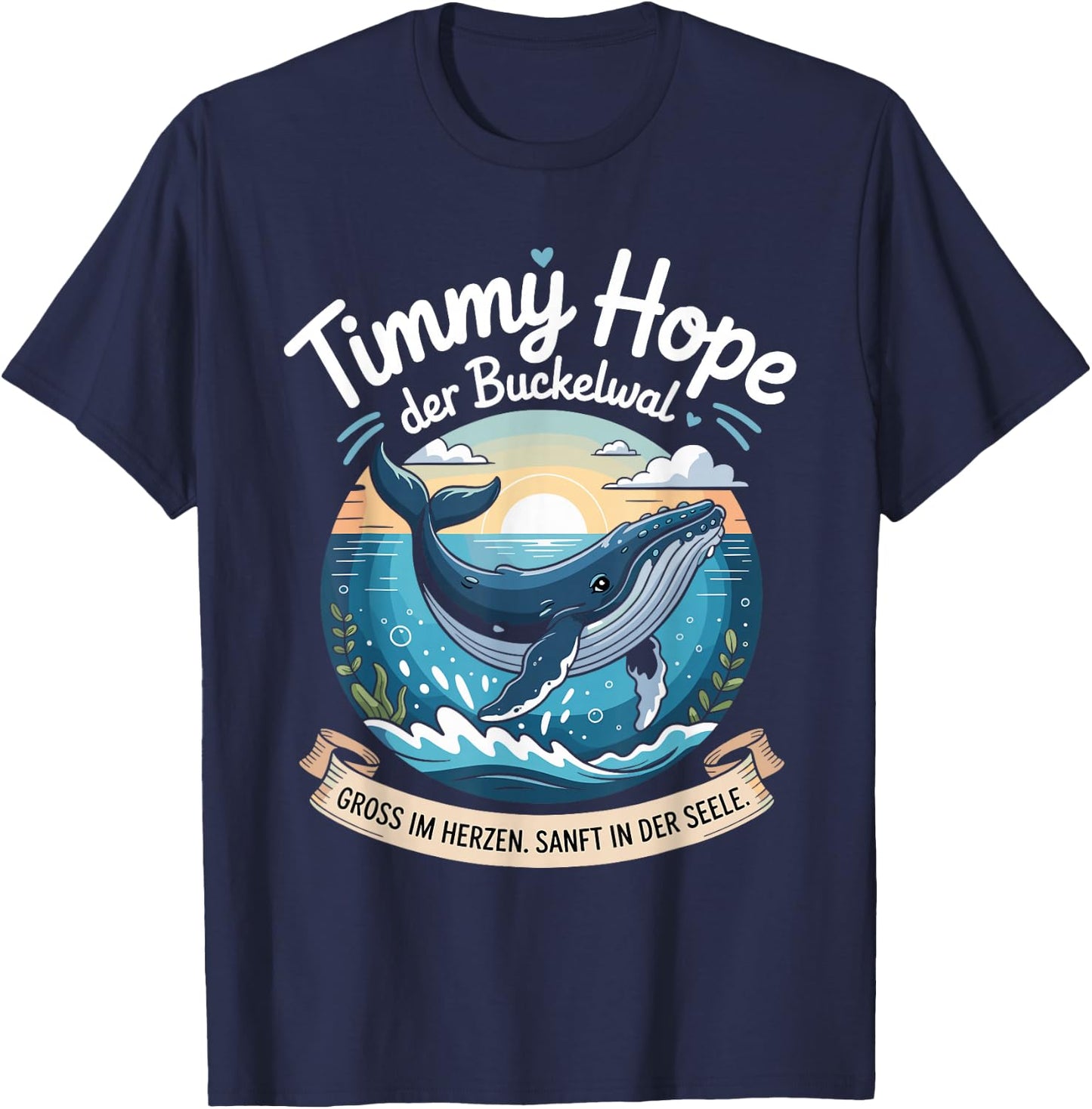Timmy Hope Buckelwal Wal Meer Ozean Natur Design T-Shirt - T-Shirt | Navy