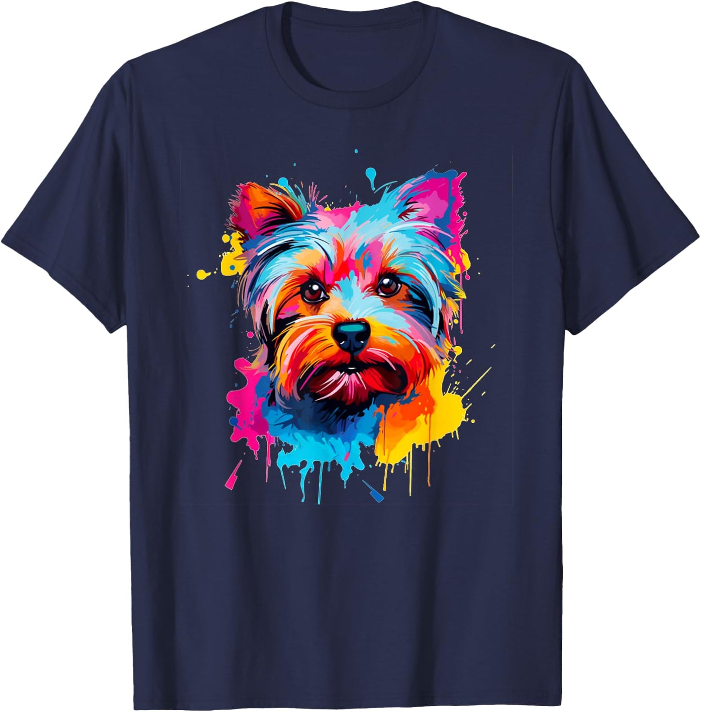 Cute Yorkshire Terrier Colorful Pop Art Yorkie Lover T-Shirt - T-Shirt | Navy
