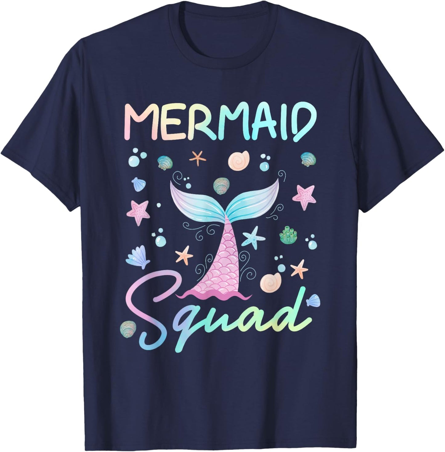 Tie Dye Mermaid Birthday Squad Family Matching Mermaid Squad T-Shirt - T-Shirt | Navy