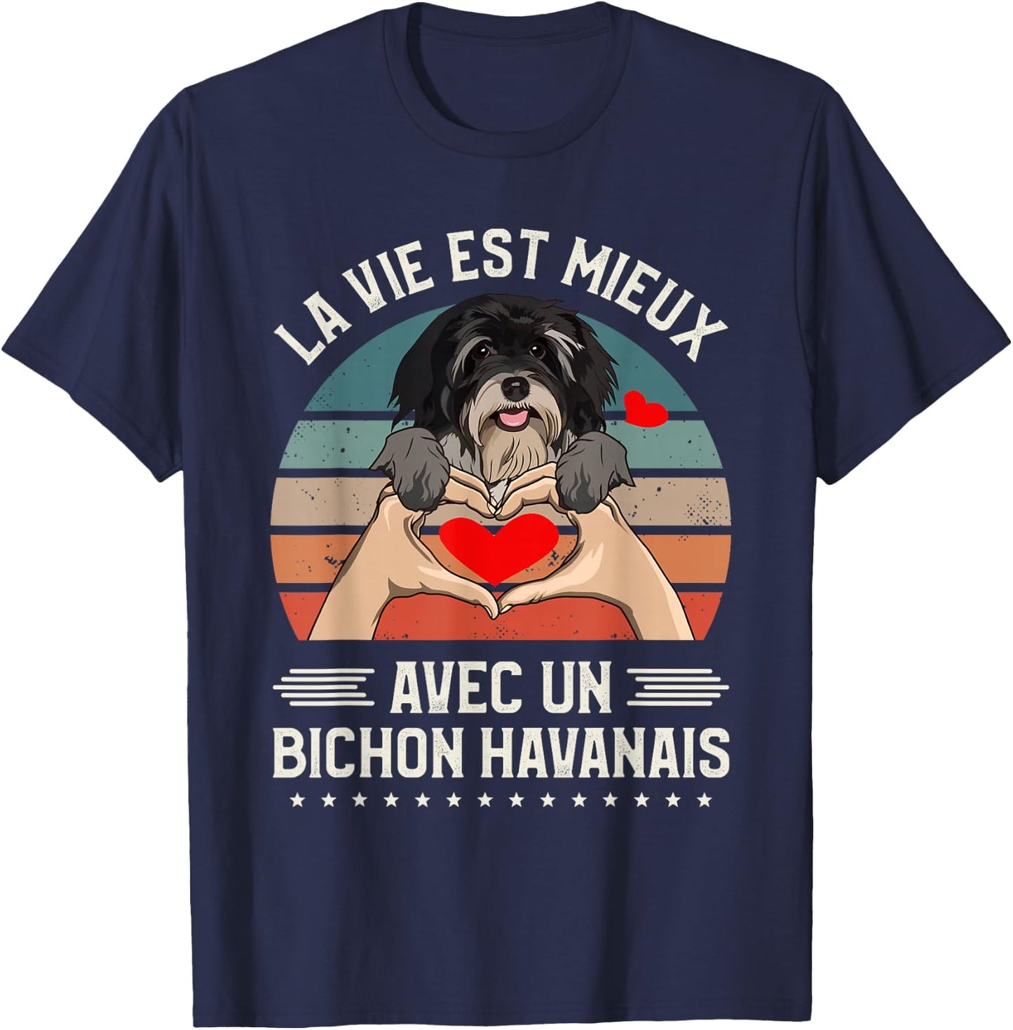 Life Is Better With A Bichon Havanese , Black, S T-Shirt - T-Shirt | Navy