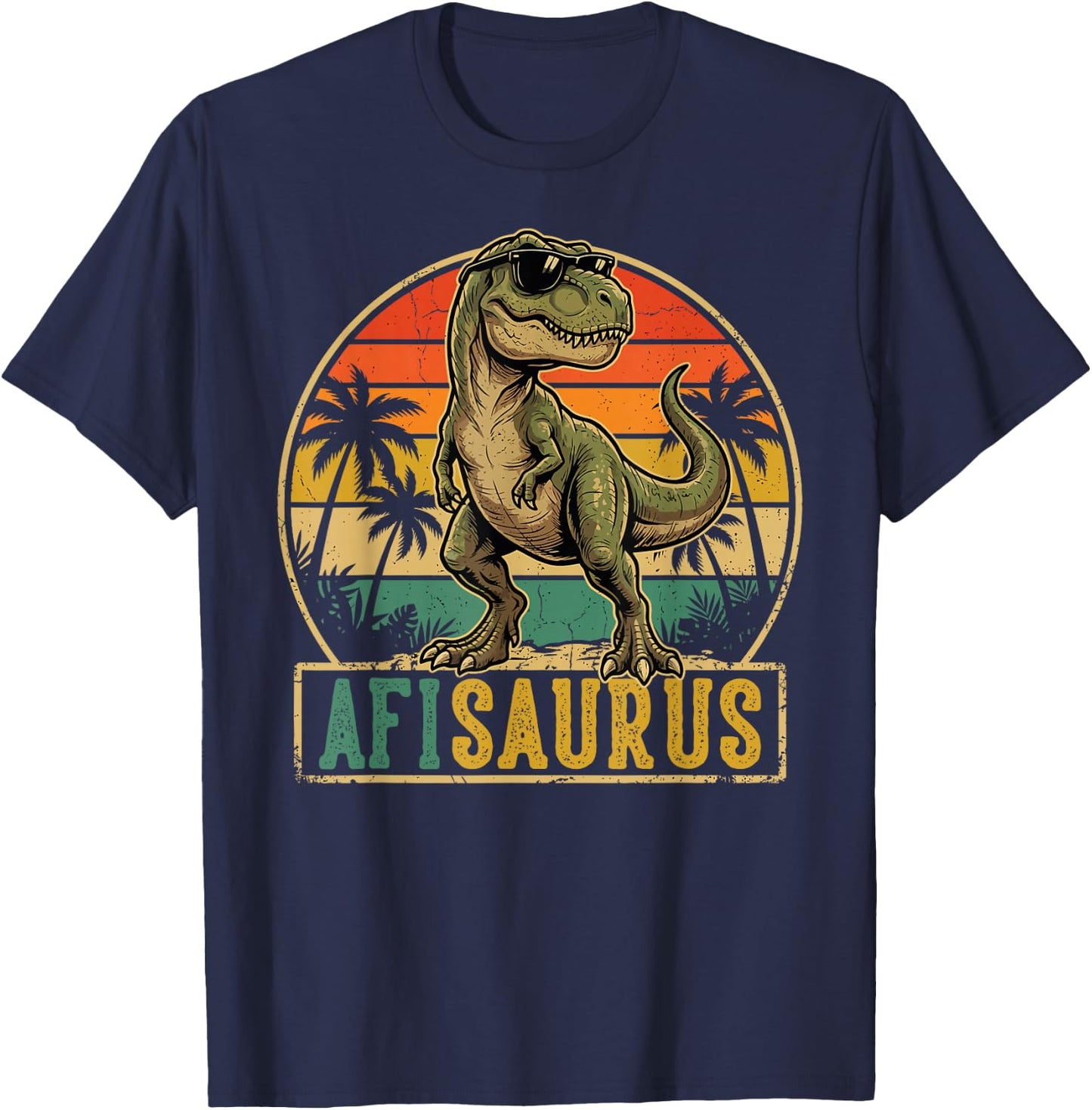 AFI Saurus Vintage T-Rex Dinosaur Fathers Day T-Shirt - T-Shirt | Navy