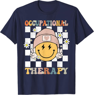 Occupational Therapy OT Therapist Groovy Retro T-Shirt - T-Shirt | Navy