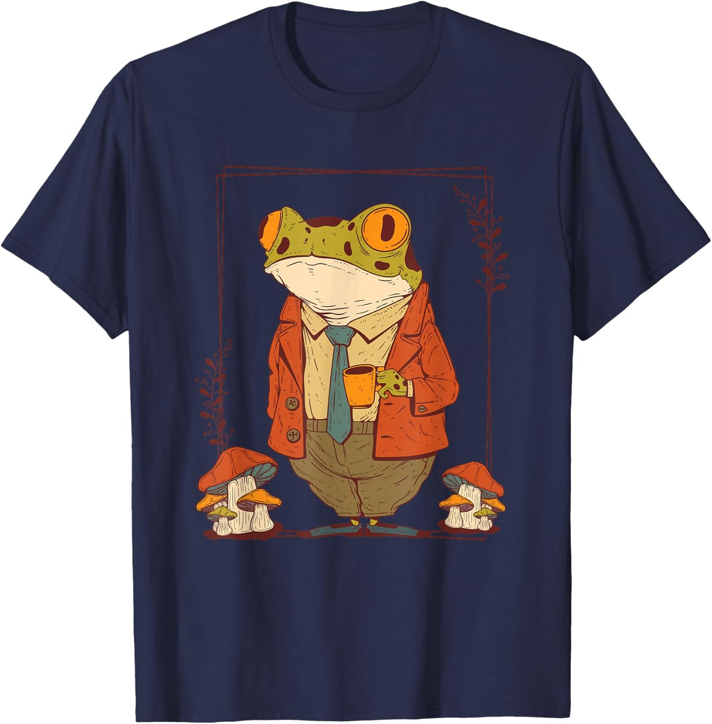 Frog Goblincore Clothes Dark Academia Aesthetic Mushroom Small T-Shirt - T-Shirt | Navy