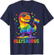Allysaurus Dinosaur LGBTQ Ally Pride Support Rainbow Flag T-Shirt - T-Shirt | Navy