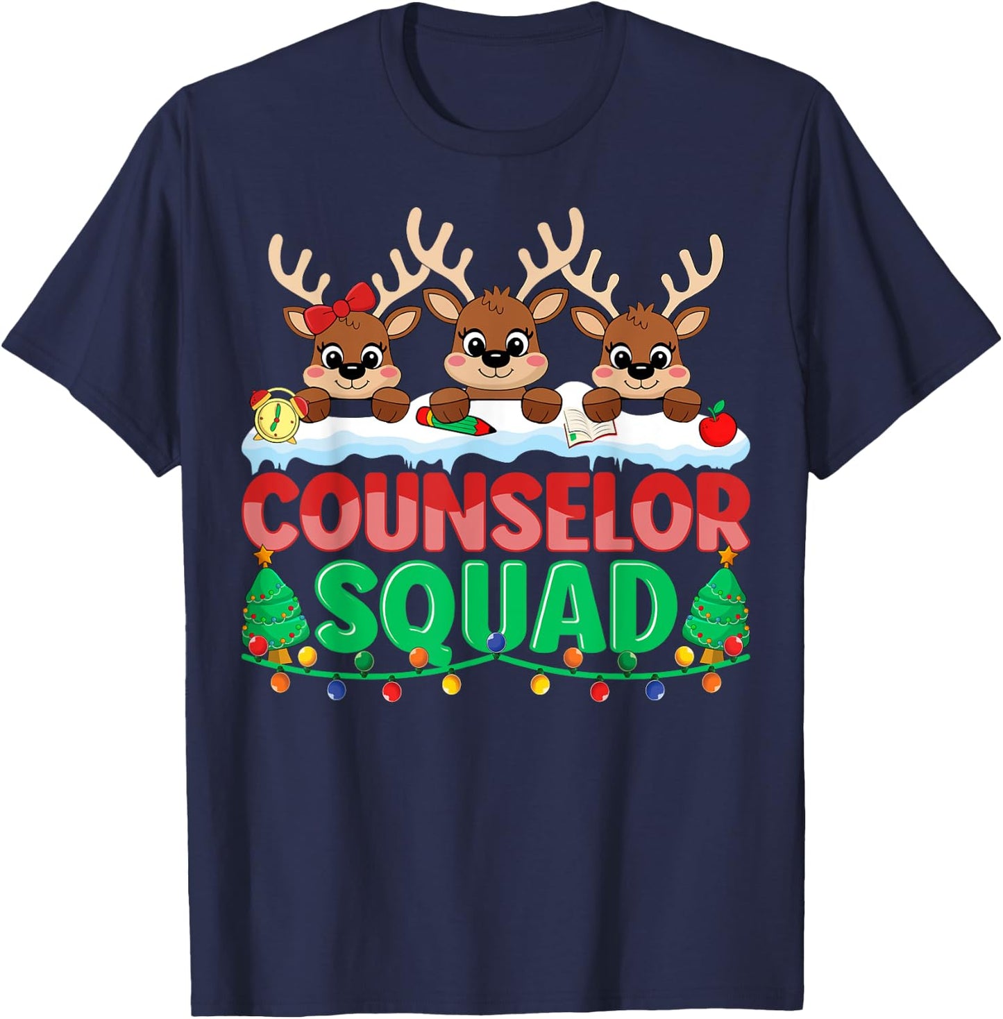 Counselor Squad Reindeer Xmas School Counselor Christmas T-Shirt - T-Shirt | Navy