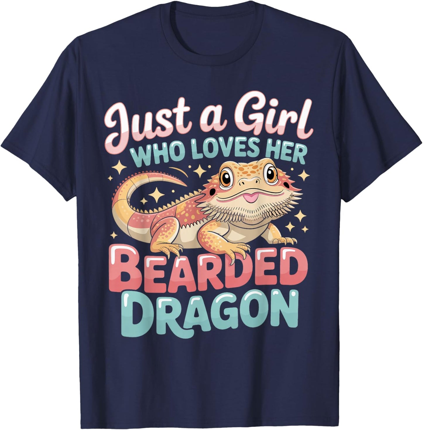 Just a Girl Who Loves Her Bearded Dragon Gifts Girls Women T-Shirt - T-Shirt | Navy