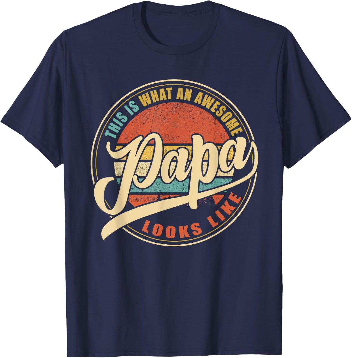 Men's Awesome Vintage Dad, Papa, Grandpa Black - Classic Fit, Short Sleeve T-Shirt - T-Shirt | Navy