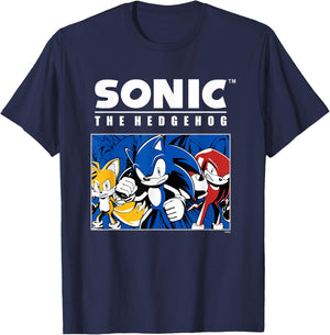 Sonic The Hedgehog Tails Sonic & Knuckles Epic Retro Panel T-Shirt - T-Shirt | Navy