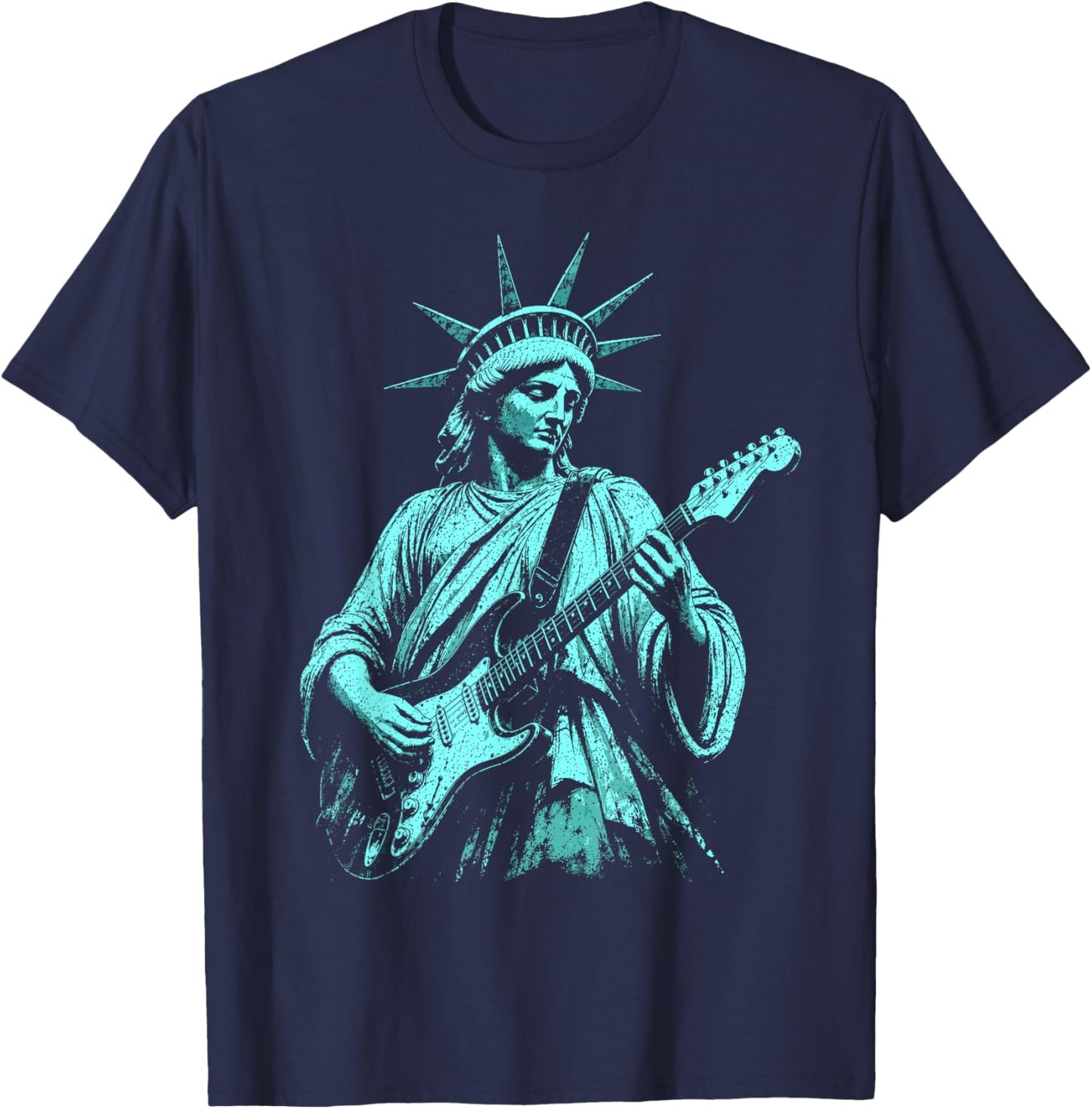 4th of July Statue of Liberty Guitarist 1776 2026 T-Shirt - T-Shirt | Navy