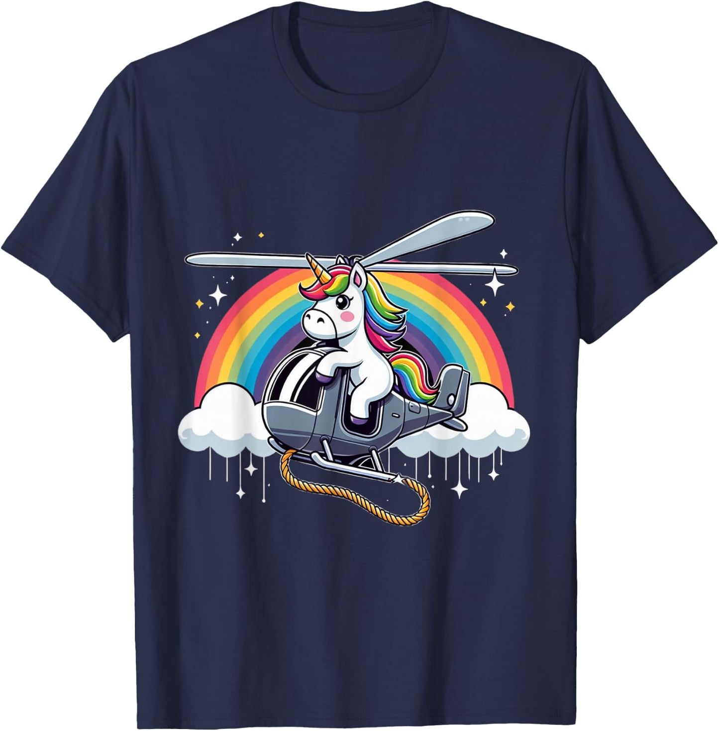 Unicorn Riding Helicopter T-Shirt - T-Shirt | Navy
