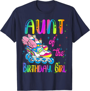 Aunt of the Birthday girl Rolling skate Family Party T-Shirt - T-Shirt | Navy