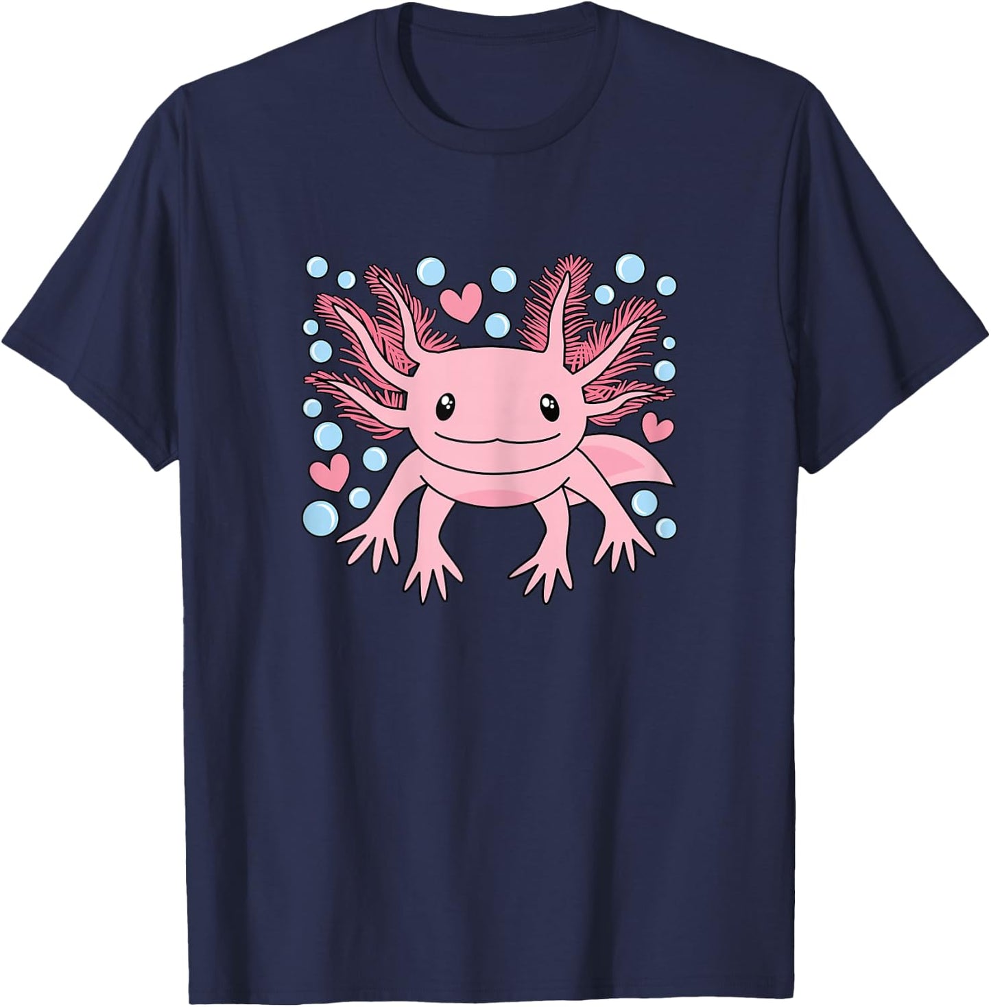 Cute Kawaii Axolotl Salamander Women Girls Kids T-Shirt - T-Shirt | Navy