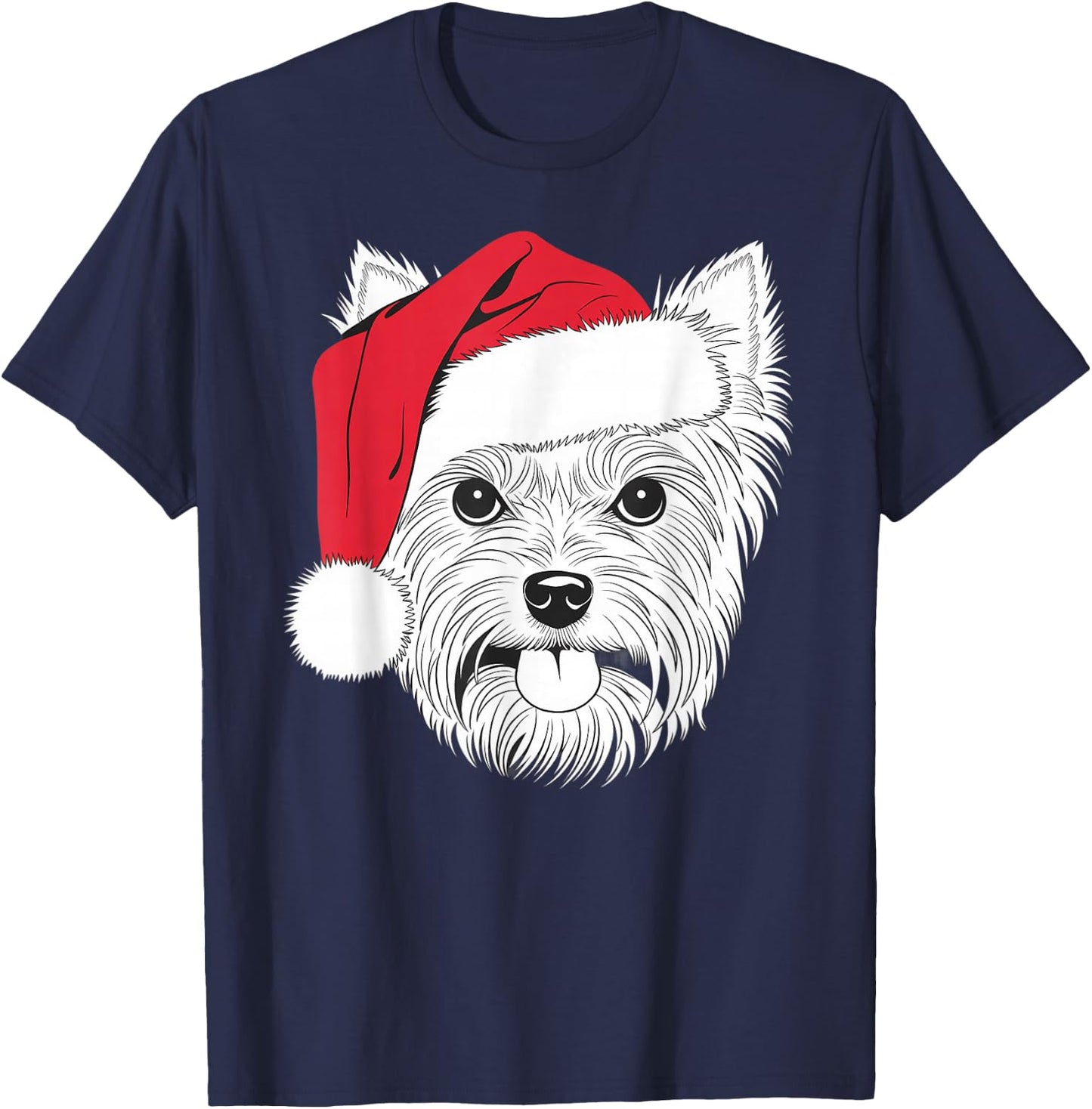 Joyful Yorkie Santa Dog on Yorkshire Terrier Christmas Women Kids T-Shirt - T-Shirt | Navy