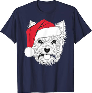 Joyful Yorkie Santa Dog on Yorkshire Terrier Christmas Women Kids T-Shirt - T-Shirt | Navy