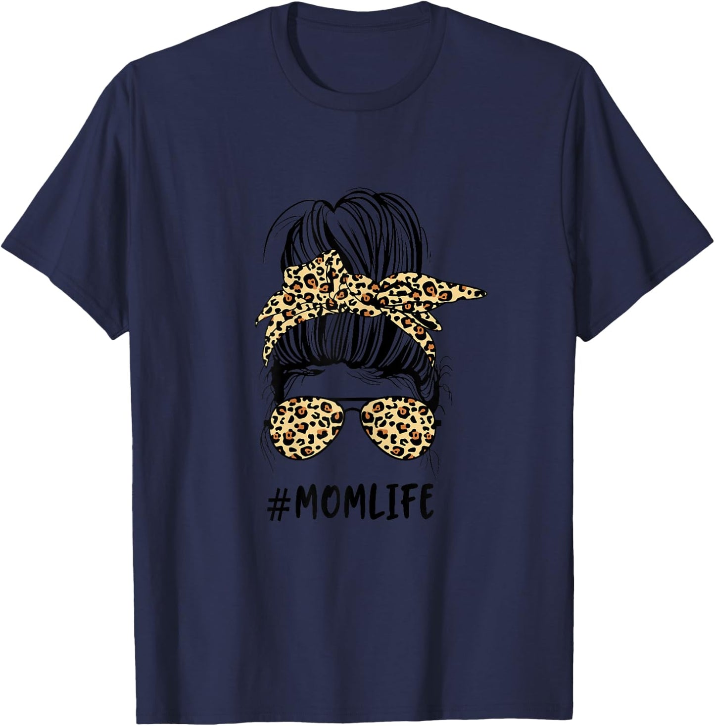 Super Mama Mom Life Leopard Muster Muttertag Beste Mama T-Shirt - T-Shirt | Navy
