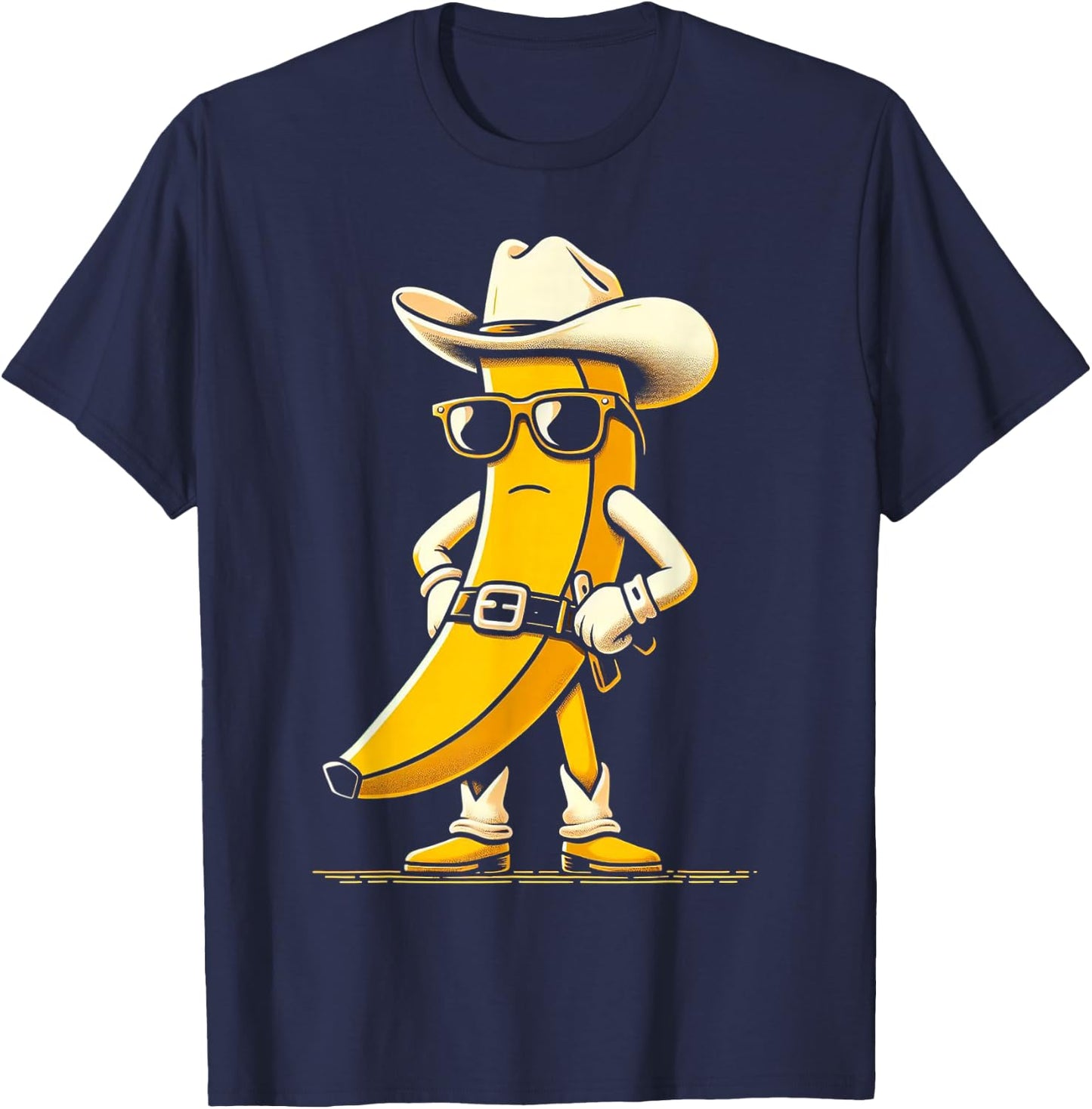 Banana Cowboy Cowgirl Country Western Novelty Funny Banana T-Shirt - T-Shirt | Navy