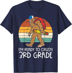 Bigfoot Sasquatch Ready To Crush 3rd Grade First Day School T-Shirt - T-Shirt | Navy