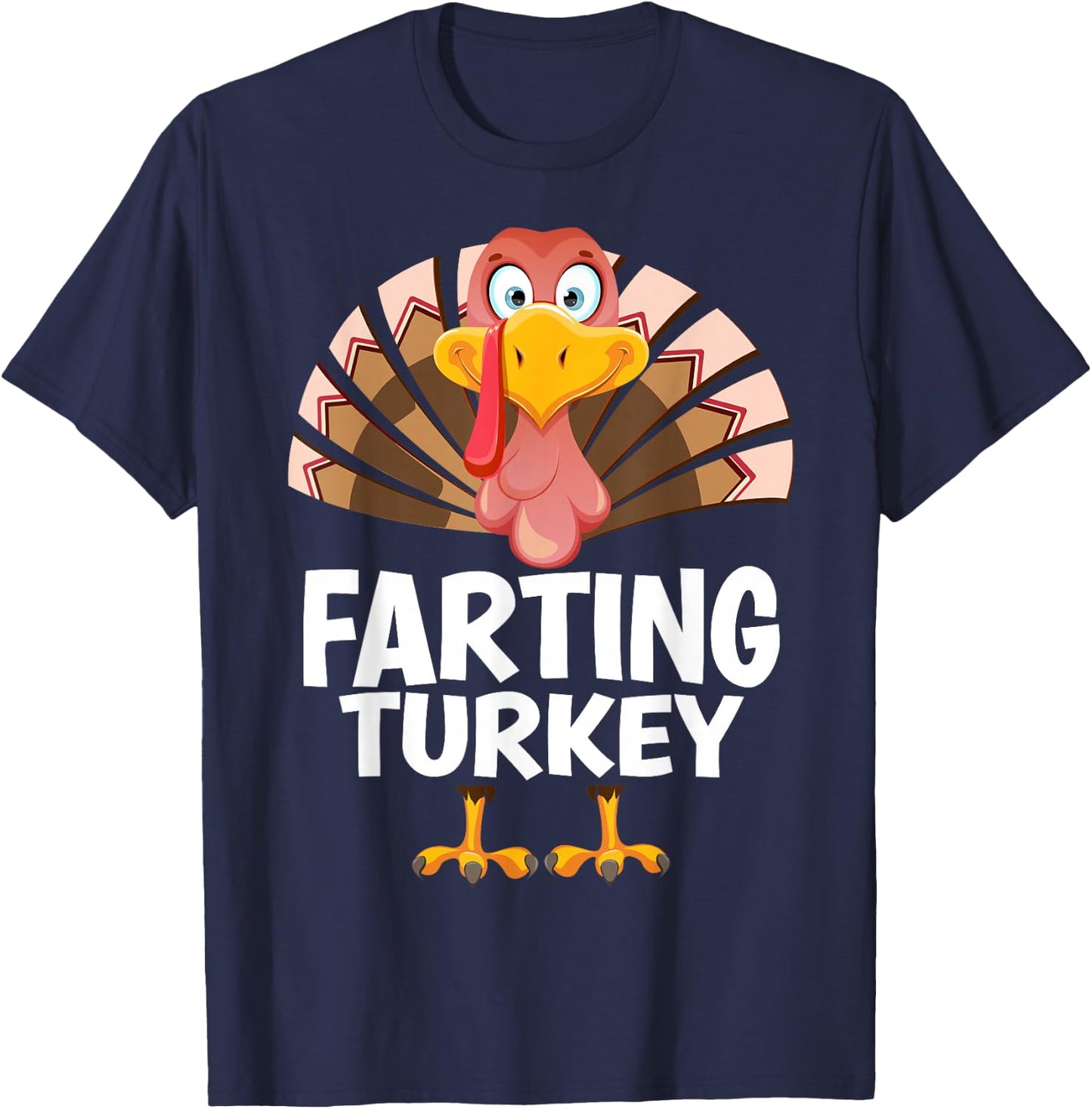 Thanksgiving Farting Turkey Matching Pajama T-Shirt - T-Shirt | Navy