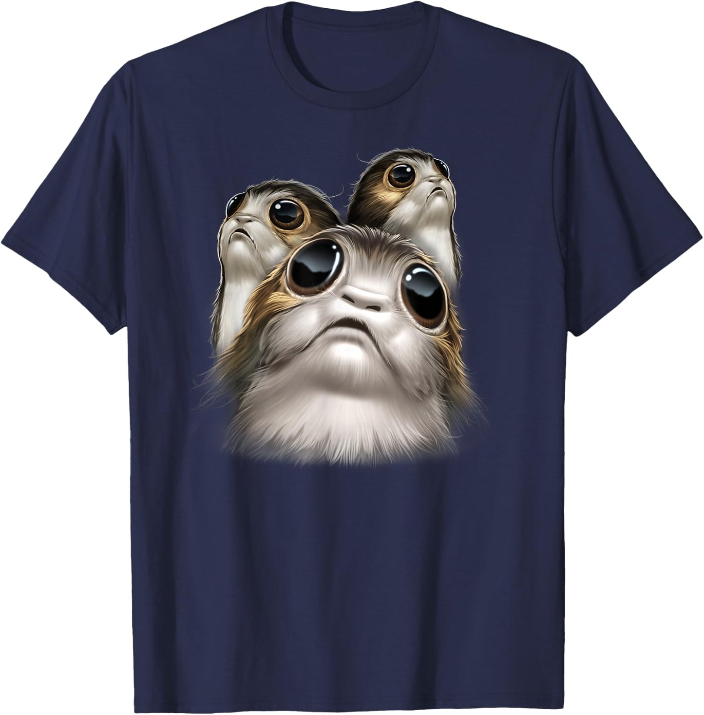 Star Wars Last Jedi Porgs Big Eyes Cute Graphic T-Shirt - T-Shirt | Navy