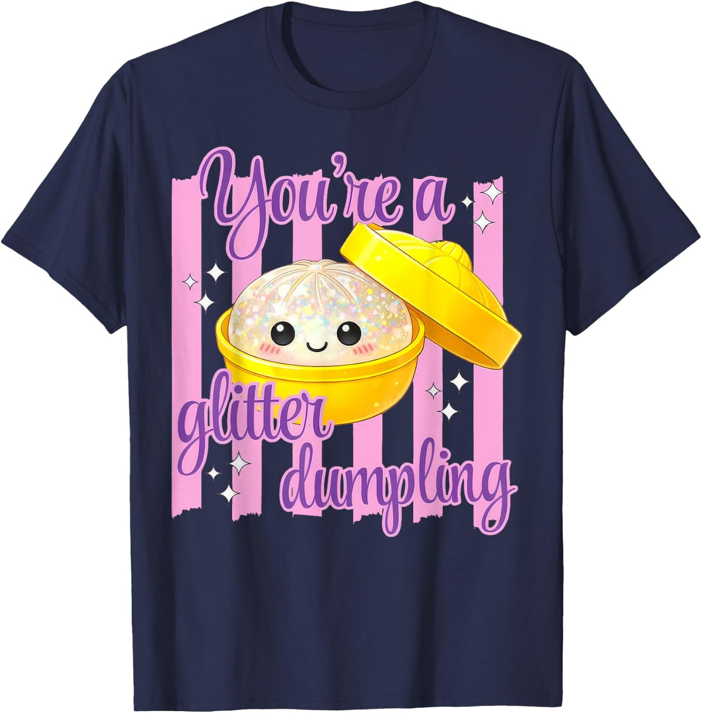 Funny Striped You're A Dumpling Cute Dumpling Kids Girls T-Shirt - T-Shirt | Navy