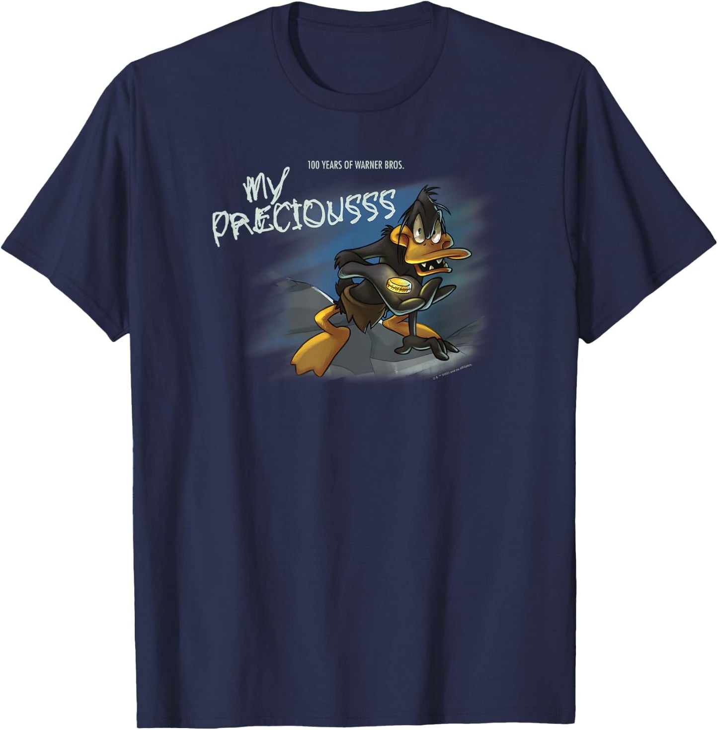 WB 100 Looney Tunes Daffy Duck My Precious LOTR Collection T-Shirt - T-Shirt | Navy