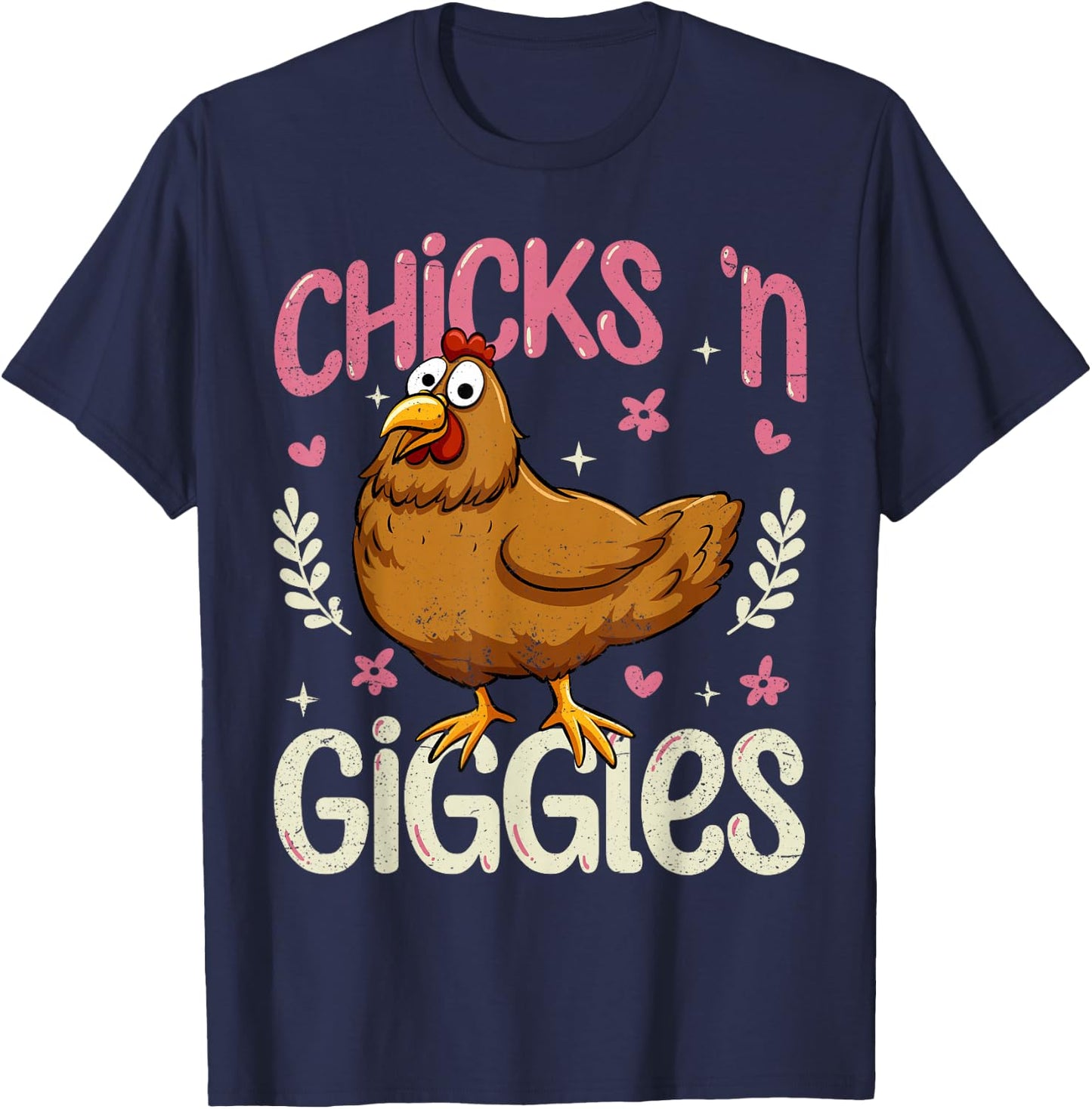 Chicks 'n Giggles Funny Chicken T-Shirt - T-Shirt | Navy