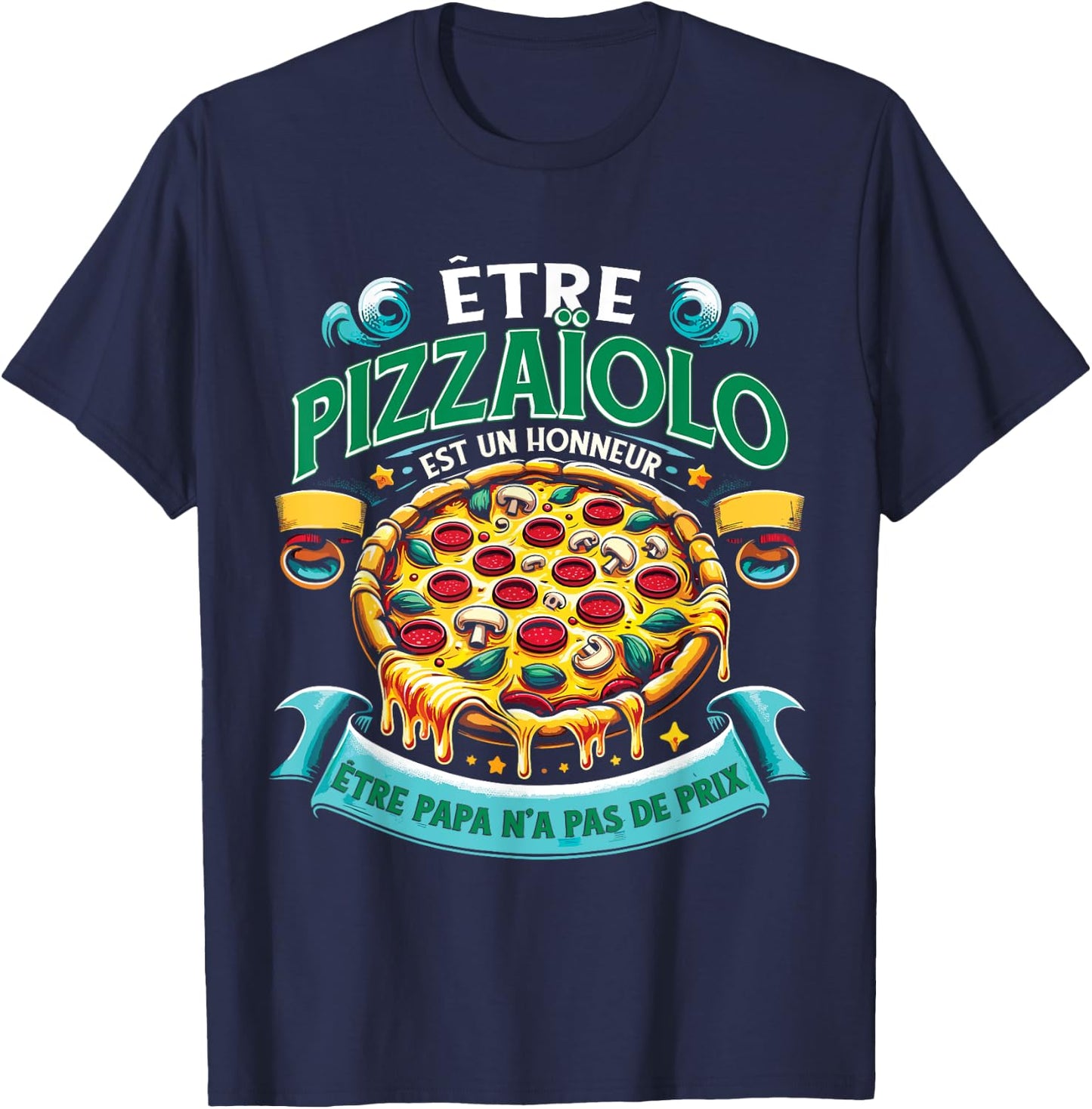 Italian Pizza Maker Pizzeria , Black, S T-Shirt - T-Shirt | Navy