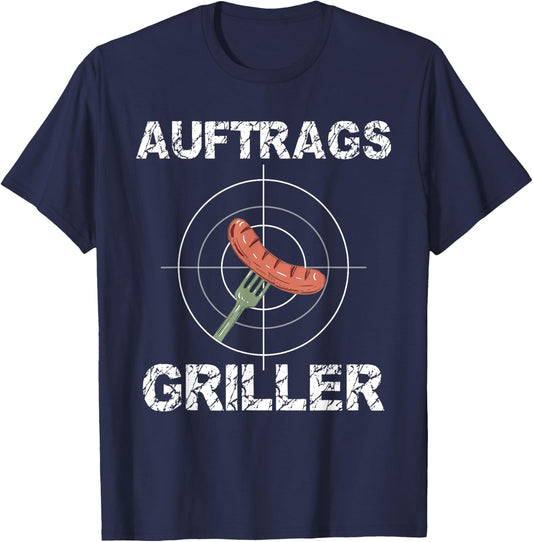 Men's Grill Bratwurst Barbecue Slogan Funny Arrangement Griller , black T-Shirt - T-Shirt | Navy
