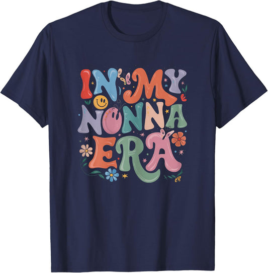 In My Nonna Era Retro Groovy Mothers Day Nonna Butterfly T-Shirt - T-Shirt | Navy