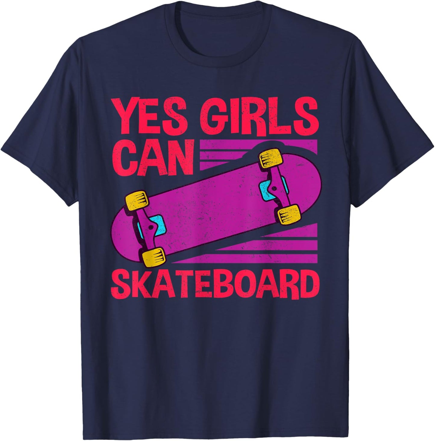 Funny Girls Skateboard Gift Kids Cool Skateboarder Skate T-Shirt - T-Shirt | Navy