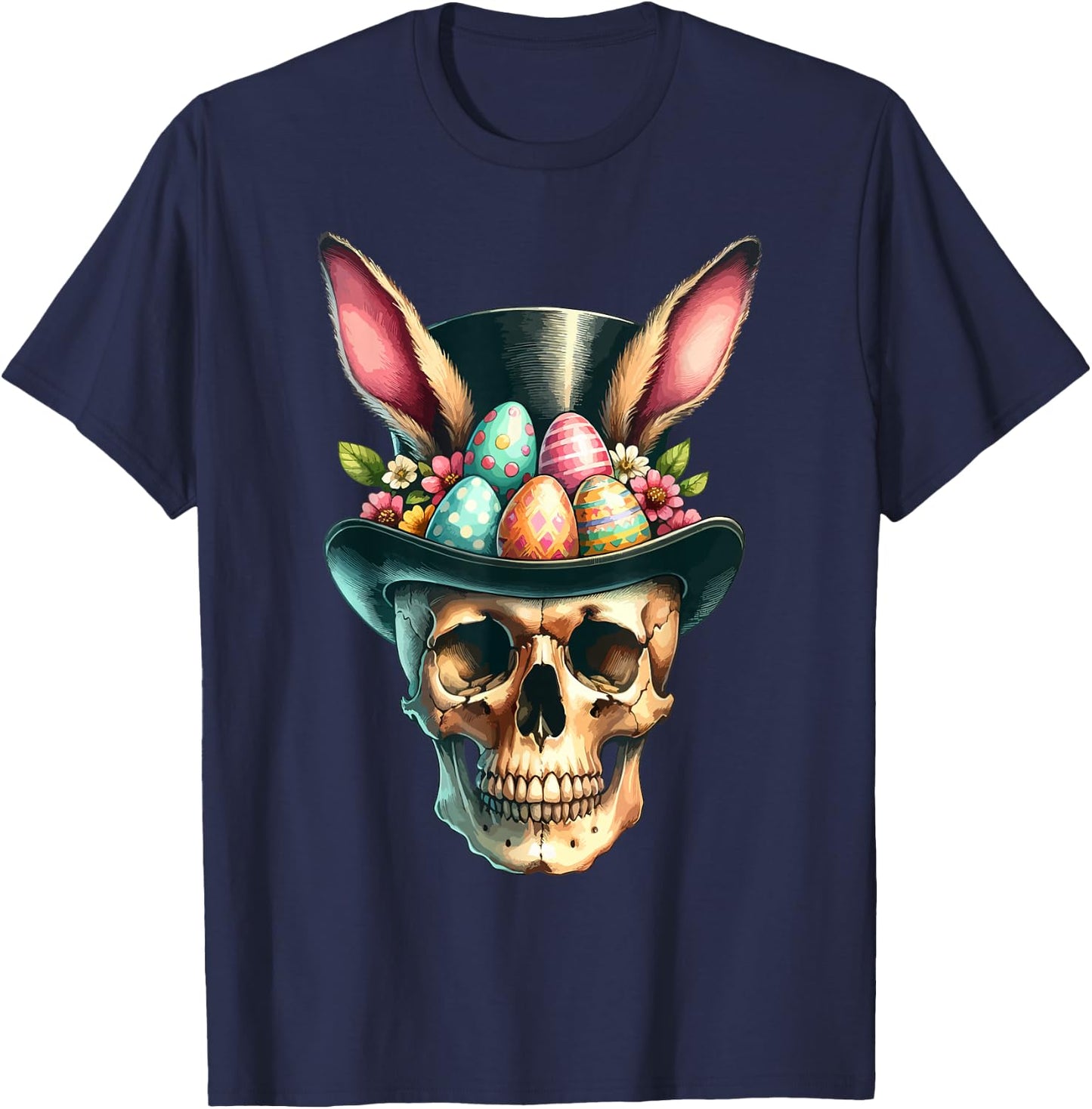 Funny Easter Bunny Skull Egg Hunt Easter Day T-Shirt - T-Shirt | Navy