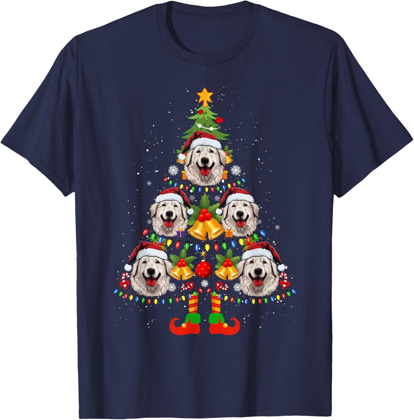 Maremma Sheepdog Christmas Tree Gifts Funny Xmas Dog Lover T-Shirt - T-Shirt | Navy