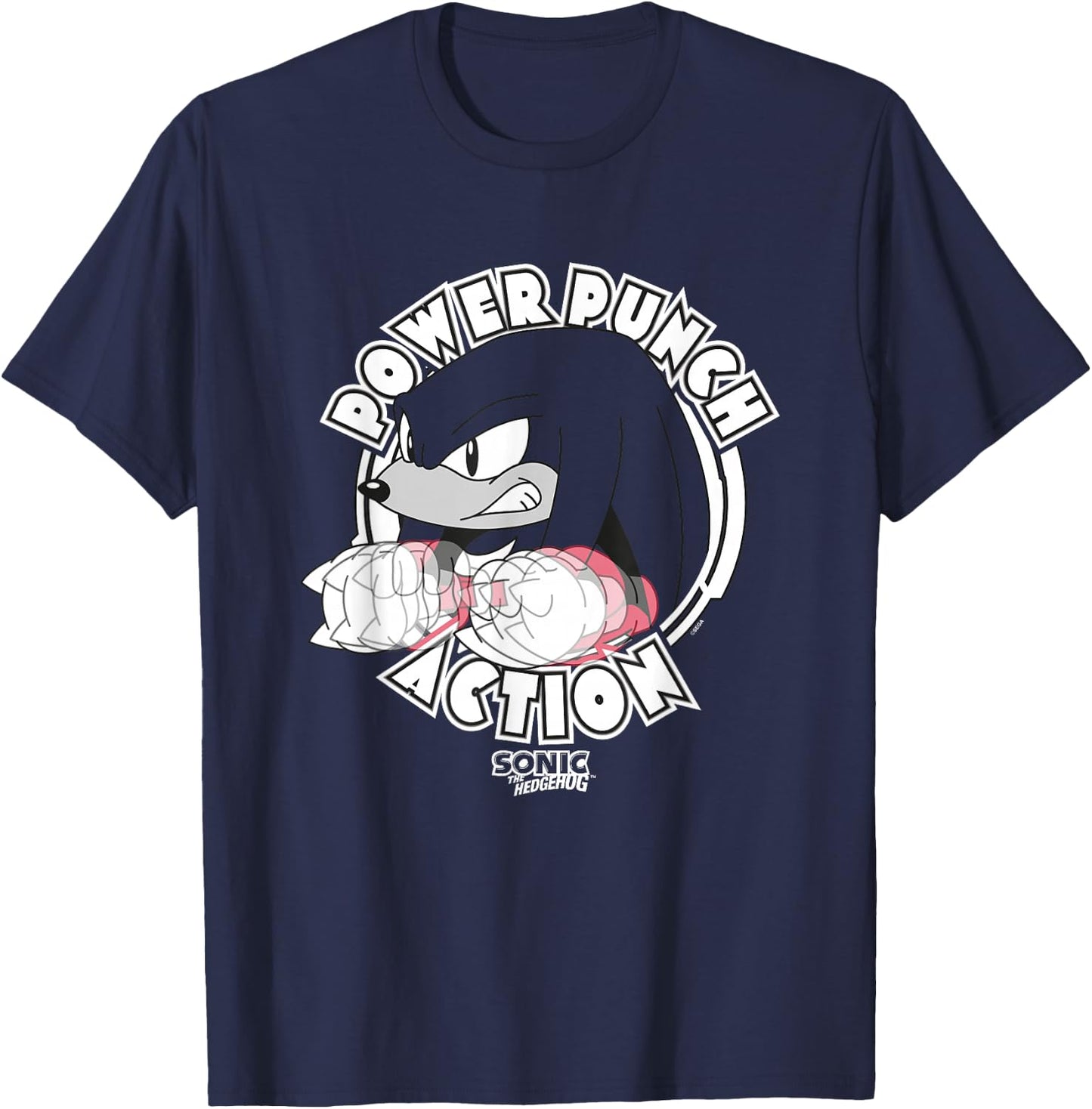 Sonic The Hedgehog Power Punch Action Knuckles T-Shirt - T-Shirt | Navy