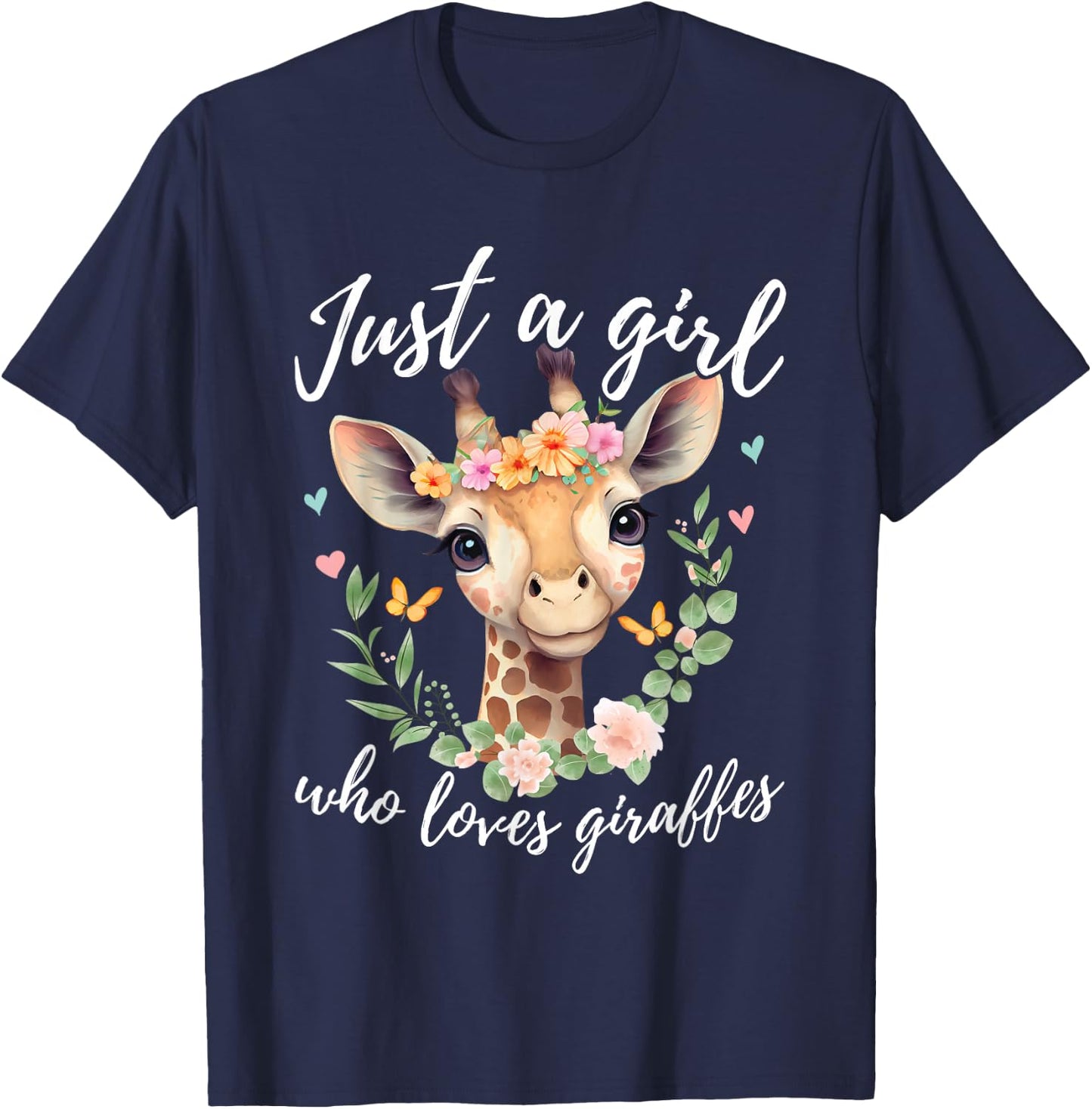 Just A Girl Who Loves Giraffes - Funny Giraffe Lover T-Shirt - T-Shirt | Navy
