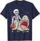 Skeleton Riding Mummy Shark Funny Halloween Pumpkin Kids T-Shirt - T-Shirt | Navy